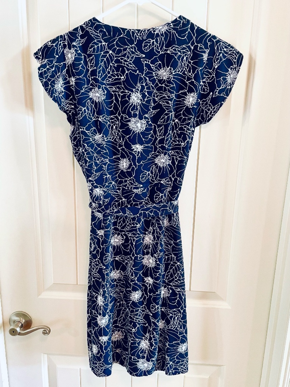 LOFT Outlet Navy Blue Belted Button Down Dress 4P